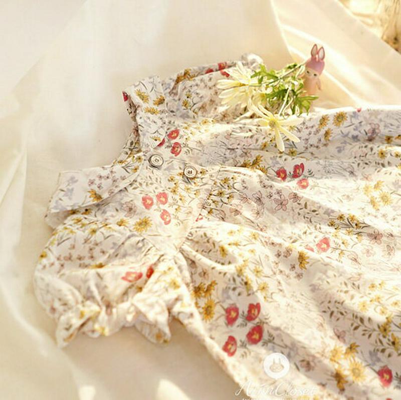 セーラーカラー花柄ワンピース p000075 キッズ 【3~8才】【ops】【韓国 ファッション ワンピース ロングワンピース 花柄 襟 女の子 幼稚園児 可愛い 楽キッズ 子供 子供用 ベビー ベビー服 ベビー用 秋 春】【KIDS】