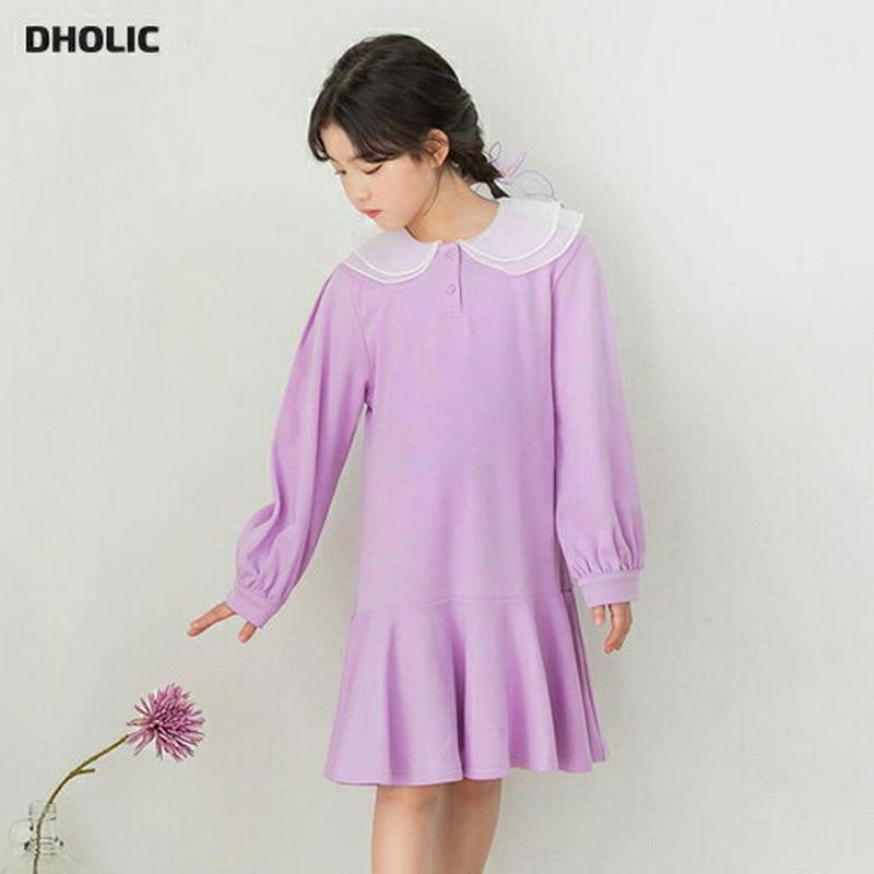 ダブルラウンドカラーワンピース p000239 キッズ 【3~8才】【ops】【韓国 ファッション ワンピース ミディワンピース