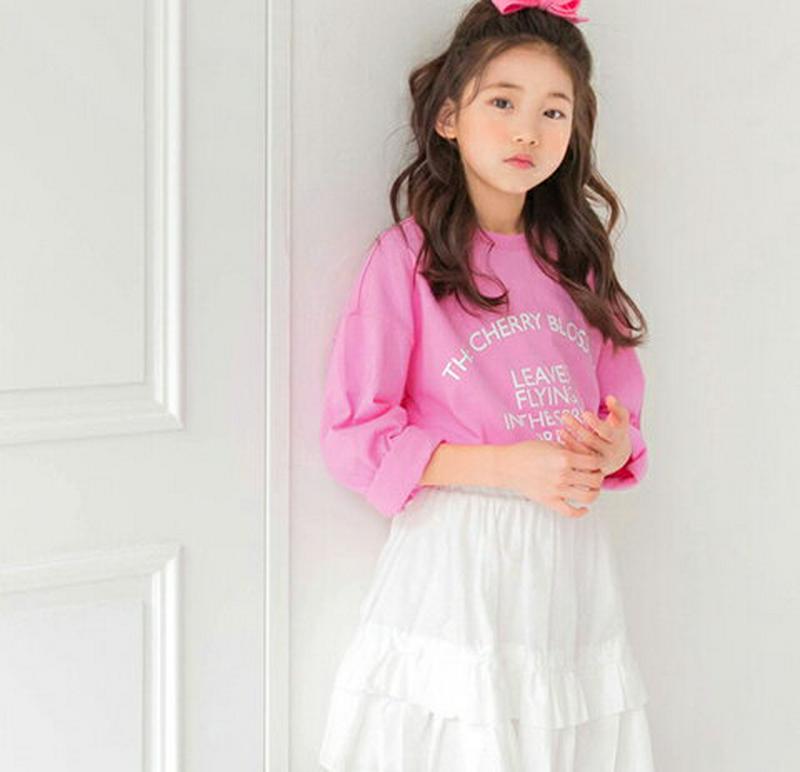 英字ドロップショルダーTシャツ p000241 キッズ 【3~8才】【tops】【韓国 ファッション トップス Tシャツ ラウン
