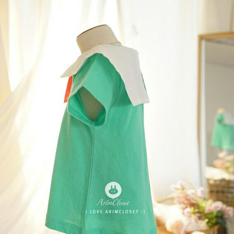 配色セーラーカラーTシャツ・p000052 キッズ【0~2才】【tops】【トップス Tシャツ 半袖 セーラーカラー 配色 綿 コットン ベビー 子供服 キッズ ジュニア 子供 こども 1歳 2歳 女の子 かわいい】【KIDS】