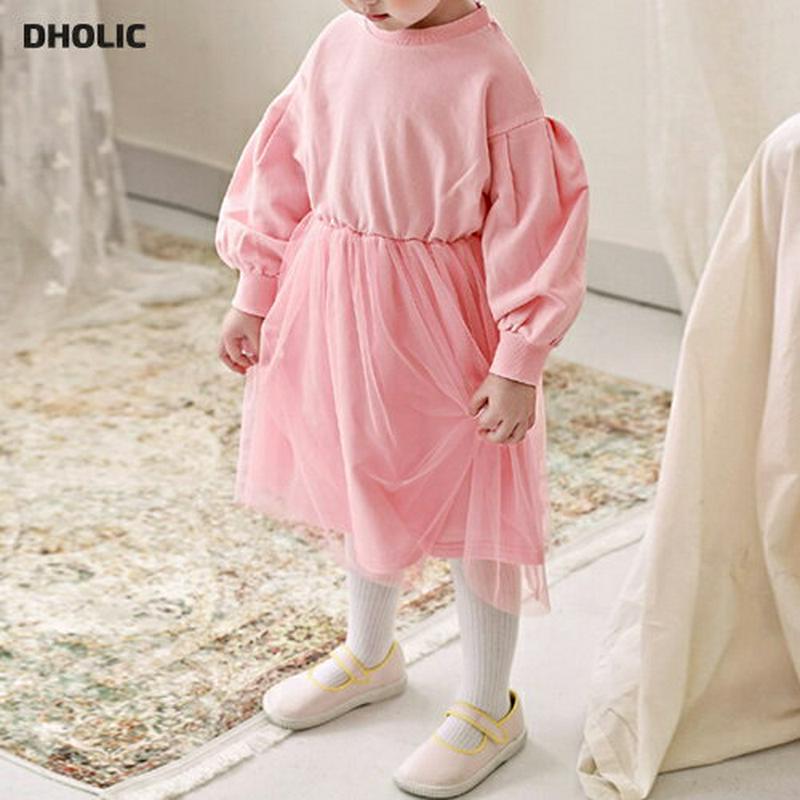 タイツSETチュールワンピース・p000013 キッズ【0~2才】【ops】【ワンピース 長袖 ラウンドネック チュール タイツ セット 綿 コットン ベビー 子供服 キッズ ジュニア 子供 こども 1歳 2歳 女の子 かわいい】【KIDS】