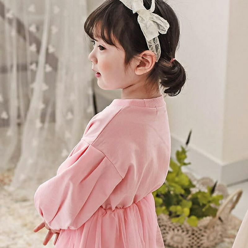 長袖チュールワンピース・p000025 キッズ【0~2才】【ops】【ワンピース 長袖 ラウンドネック チュール チュールワンピース 綿 コットン ベビー 子供服 キッズ ジュニア 子供 こども 1歳 2歳 女の子 かわいい】【KIDS】