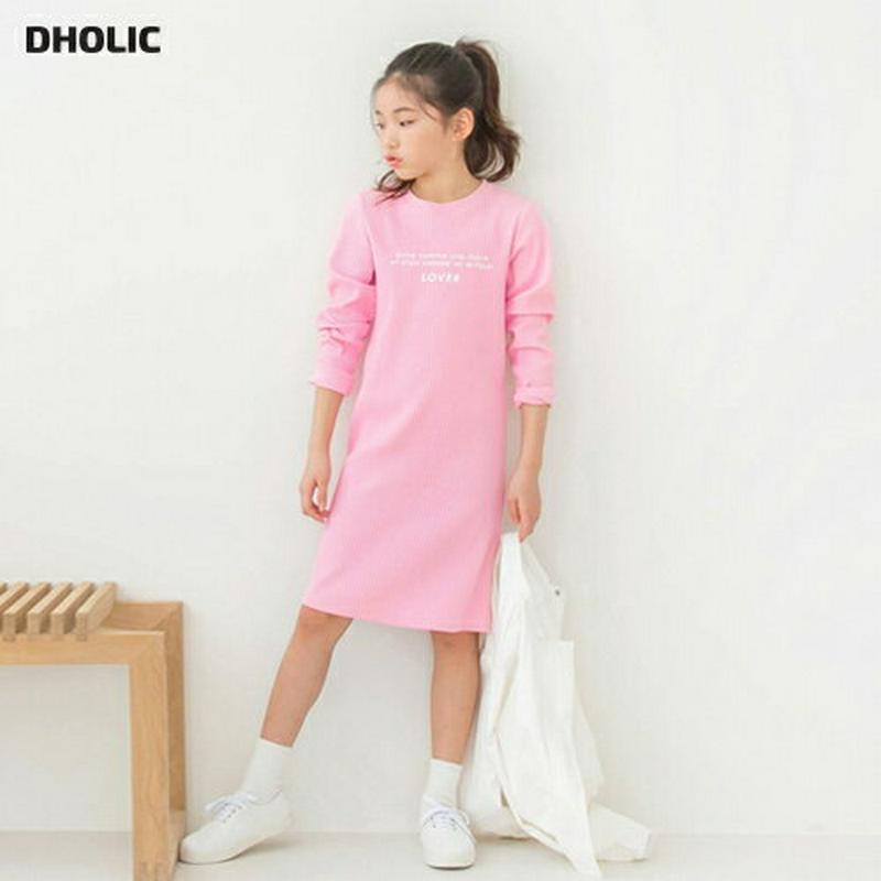 英字リブワンピース・p00003 キッズ【3~8才】【ops】【ワンピース ミディ丈 ミディワンピース ひざ丈 ロゴ ロゴワンピ