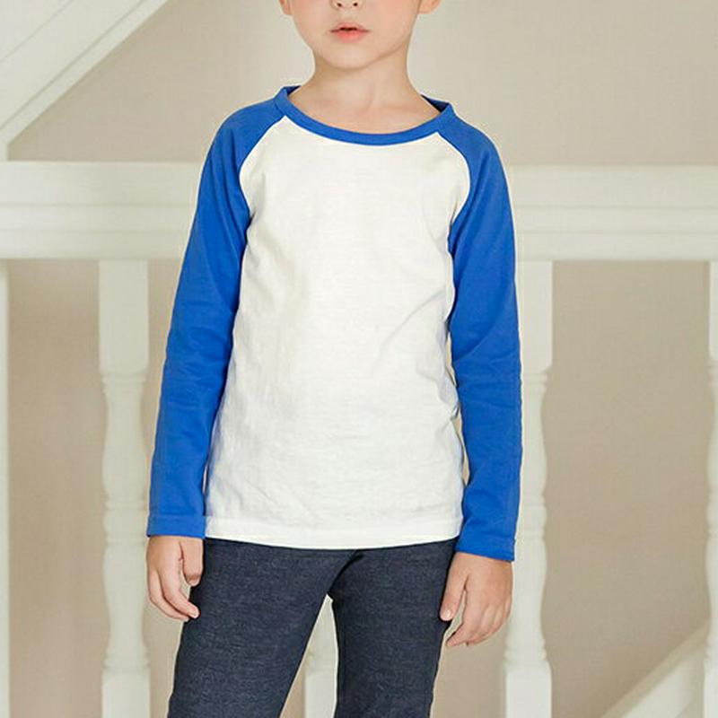 配色ラグラン長袖Tシャツ・p000141 キッズ【3~8才】【tops】【トップス Tシャツ 長袖 ラウンドネック 配色 ラグラン 綿 コットン カジュアル かわいい 子供服 キッズ ジュニア 子供 こども 男の子】【KIDS】