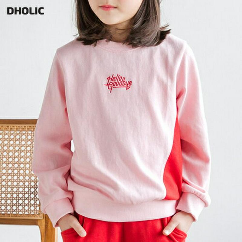 カラーブロックスウェット・p000145 キッズ【3~8才】【tops】【トップス スウェット 長袖 ラウンドネック カラーブロック 綿 コットン カジュアル 子供服 キッズ ジュニア 子供 こども 女の子 男の子】【KIDS】