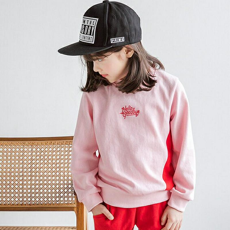 カラーブロックスウェット・p000145 キッズ【3~8才】【tops】【トップス スウェット 長袖 ラウンドネック カラーブロック 綿 コットン カジュアル 子供服 キッズ ジュニア 子供 こども 女の子 男の子】【KIDS】