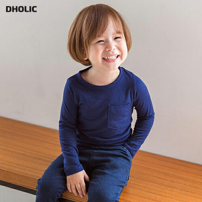 ワンポケット長袖Tシャツ・p000199 キッズ【3~8才】【tops】【トップス Tシャツ 長袖 ラウンドネック 綿 コットン 無地 カジュアル シンプル 子供服 キッズ ジュニア 子供 こども 男の子 春】【KIDS】