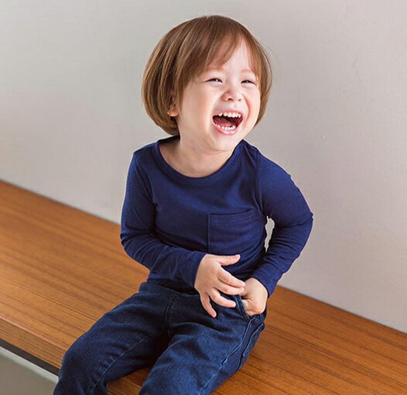 ワンポケット長袖Tシャツ・p000199 キッズ【3~8才】【tops】【トップス Tシャツ 長袖 ラウンドネック 綿 コットン 無地 カジュアル シンプル 子供服 キッズ ジュニア 子供 こども 男の子 春】【KIDS】