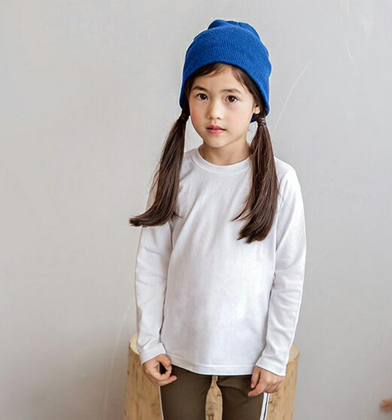 長袖ラウンドネックTシャツ(junior)・p000201 キッズ【3~8才】【tops】【トップス Tシャツ Vネック 無地 長袖 女の子 男の子 ゆったり カジュアル キッズ 子供 こども 子供服 こども服】【KIDS】