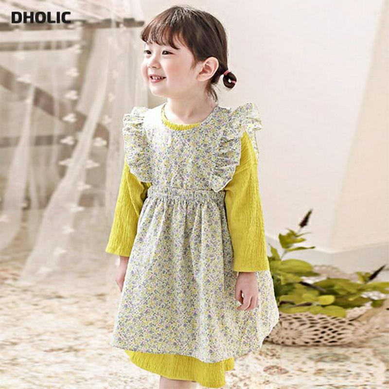 袖フリル花柄ワンピース・p000022 キッズ【3~8才】【ops】【ワンピース ミディ丈 ミディワンピース スリーブレス ノースリーブ 花柄 フラワー 小花柄 フリル 袖コンシャス 可愛い かわいい 女の子 子供 こども 子供服 こども服 春 秋】【KIDS】