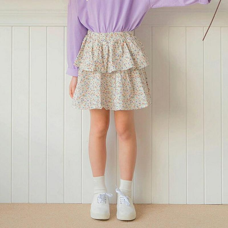 ティアード花柄スカートパンツ・p000042 キッズ【3~8才】【pt】【キュロット スカートパンツ スカート パンツ 短パン 