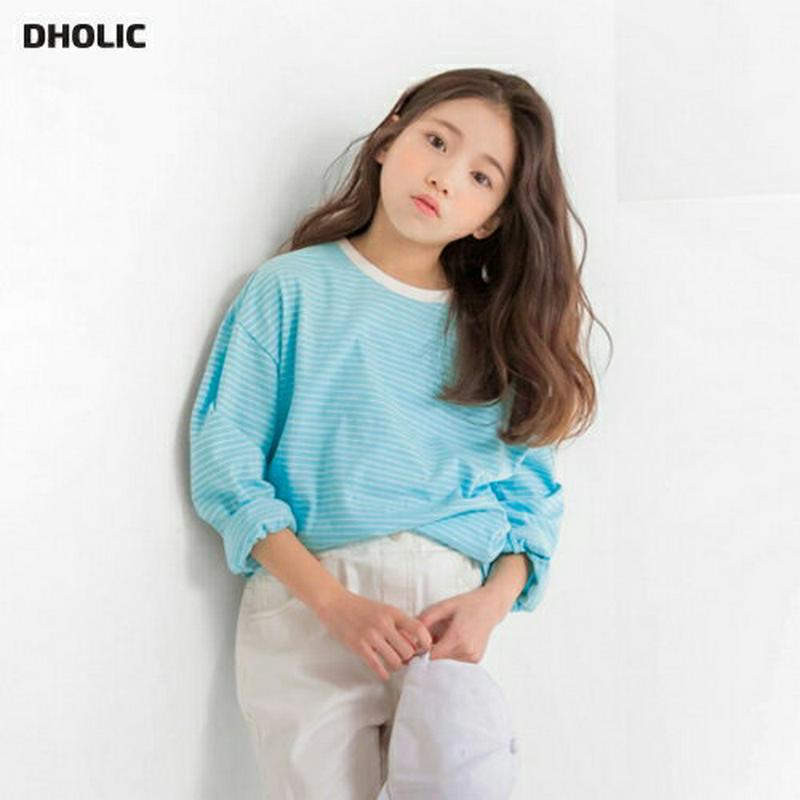 細ボーダーTシャツ・p000043 キッズ【3~8才】【tops】【トップス Tシャツ ボーダー 柄 長袖 カジュアル ラフ 女