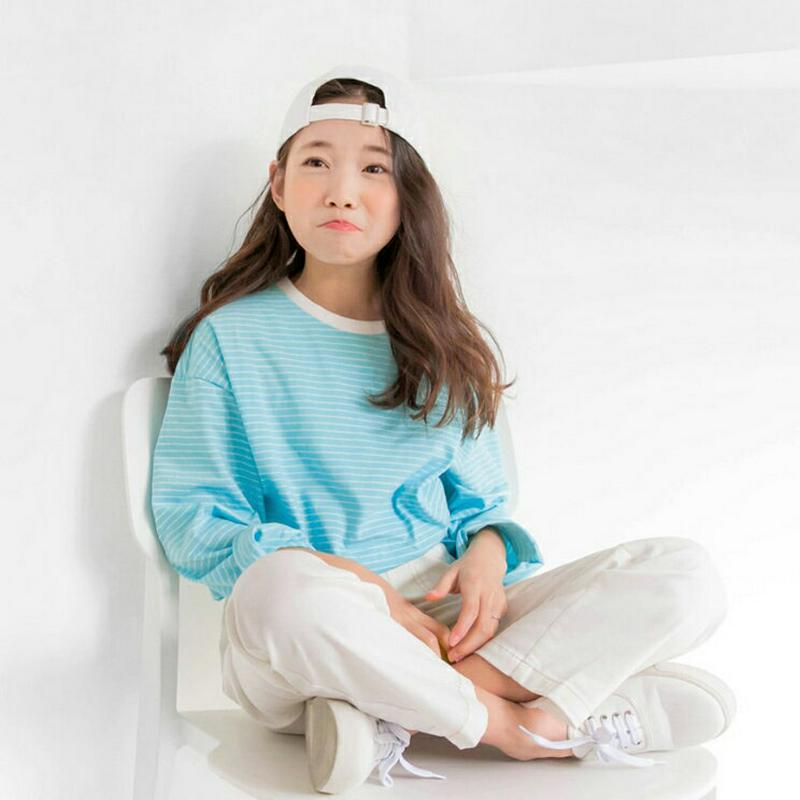 細ボーダーTシャツ・p000043 キッズ【3~8才】【tops】【トップス Tシャツ ボーダー 柄 長袖 カジュアル ラフ 女