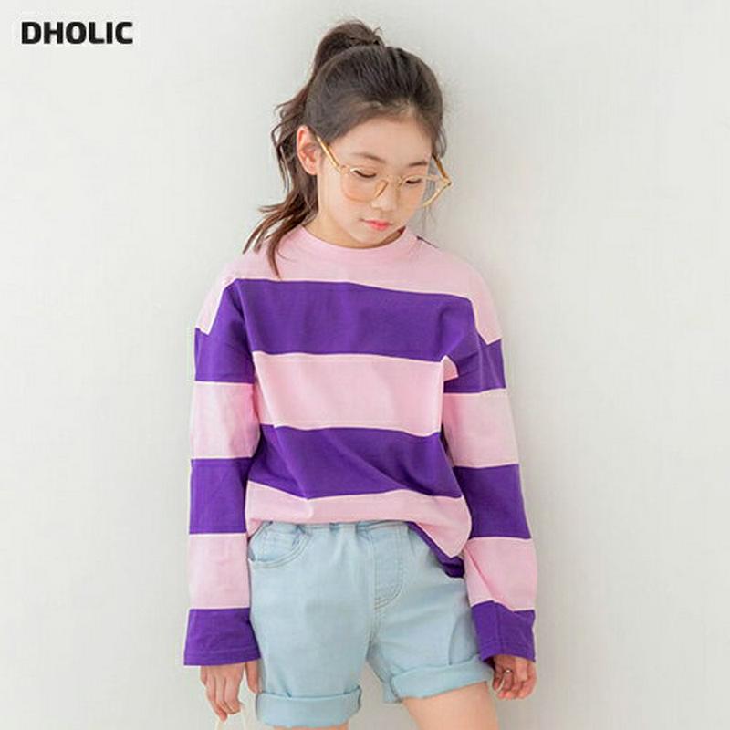 ワイドボーダーTシャツ・p00002 キッズ【3~8才】【tops】【トップス Tシャツ ボーダー 柄 長袖 ワイドボーダー カ