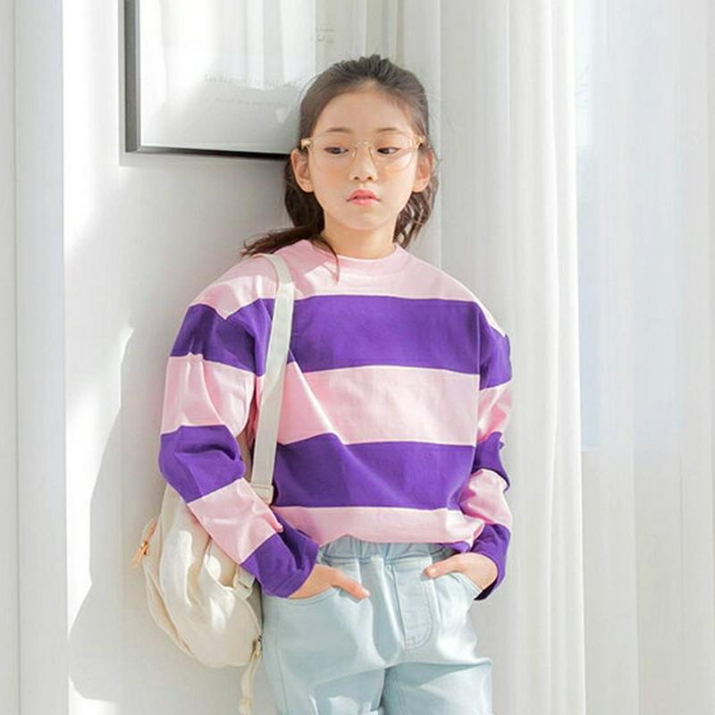 ワイドボーダーTシャツ・p00002 キッズ【3~8才】【tops】【トップス Tシャツ ボーダー 柄 長袖 ワイドボーダー カ
