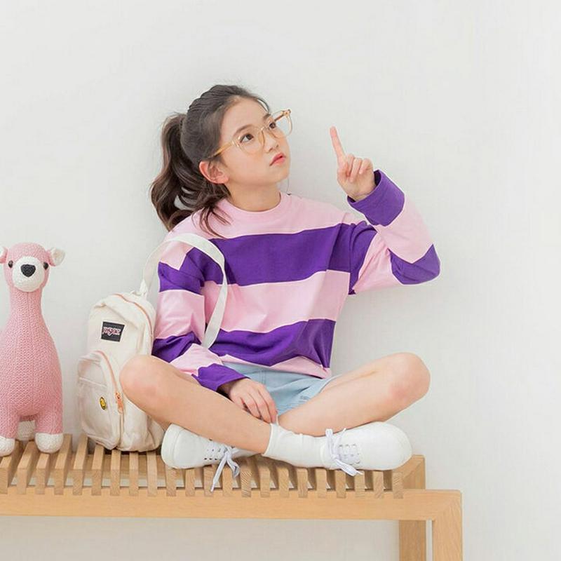 ワイドボーダーTシャツ・p00002 キッズ【3~8才】【tops】【トップス Tシャツ ボーダー 柄 長袖 ワイドボーダー カ