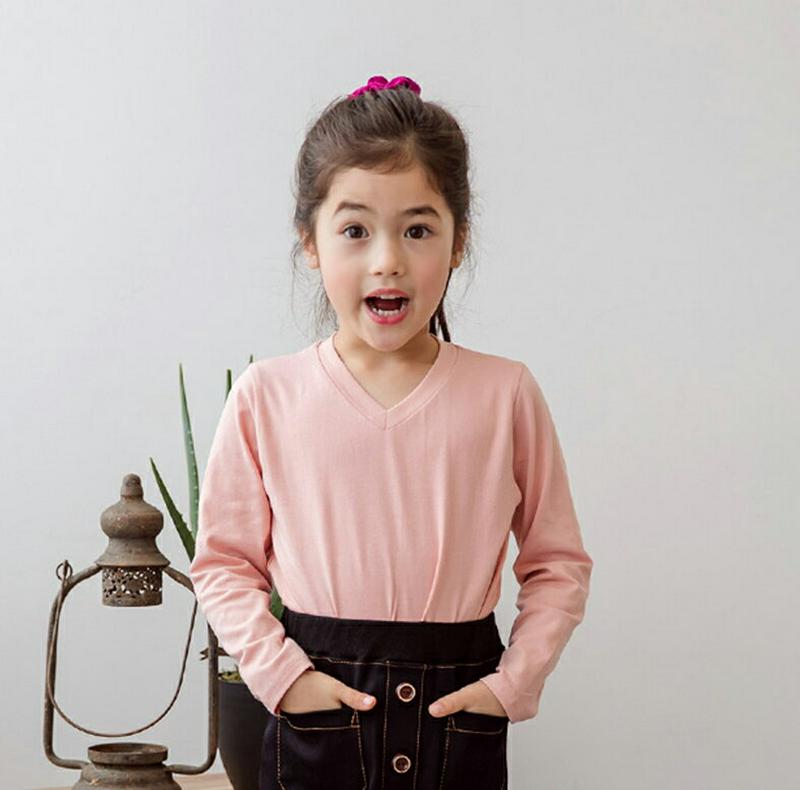 VネックTシャツ・p000200 キッズ【3~8才】【tops】【トップス Tシャツ Vネック 無地 長袖 女の子 男の子 ゆったり カジュアル キッズ 子供 こども 子供服 こども服】【KIDS】