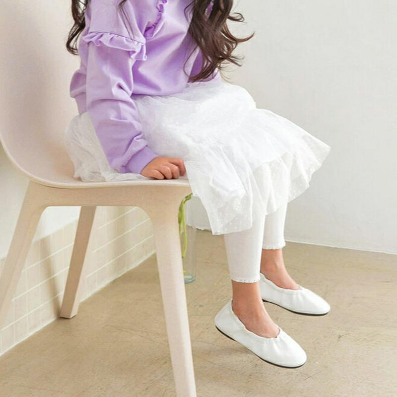 レースヘムリブレギンス・p00004 キッズ【3~8才】【pt】【レギンス パンツ ズボン 長ズボン リブ リブレギンス レース
