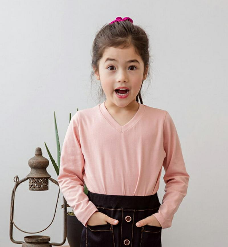 VネックTシャツ((junior)・p000197 キッズ【3~8才】【tops】【トップス Tシャツ Vネック 無地 長袖 女の子 男の子 ゆったり カジュアル キッズ 子供 こども 子供服 こども服】【KIDS】