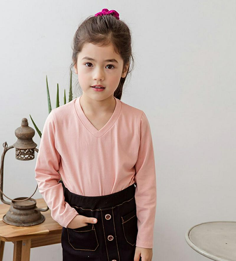 VネックTシャツ((junior)・p000197 キッズ【3~8才】【tops】【トップス Tシャツ Vネック 無地 長袖 女の子 男の子 ゆったり カジュアル キッズ 子供 こども 子供服 こども服】【KIDS】