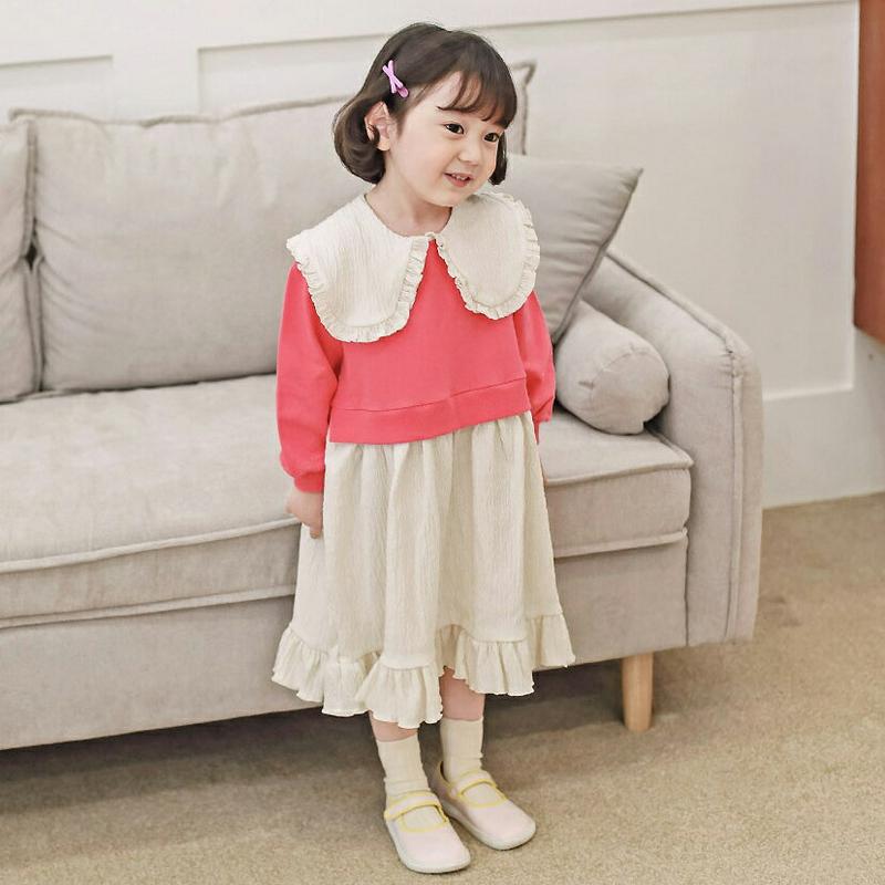 ケープワンピース・p000011 キッズ【3~8才】【ops】【ワンピース 長袖 ケープ フリル レイヤード風 綿 コットン ベビー 子供服 キッズ ジュニア 子供 こども 女の子 かわいい】【KIDS】