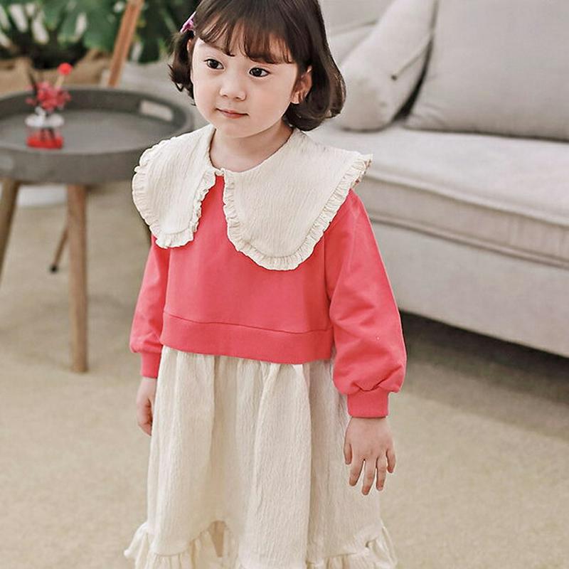 ケープワンピース・p000011 キッズ【3~8才】【ops】【ワンピース 長袖 ケープ フリル レイヤード風 綿 コットン ベビー 子供服 キッズ ジュニア 子供 こども 女の子 かわいい】【KIDS】