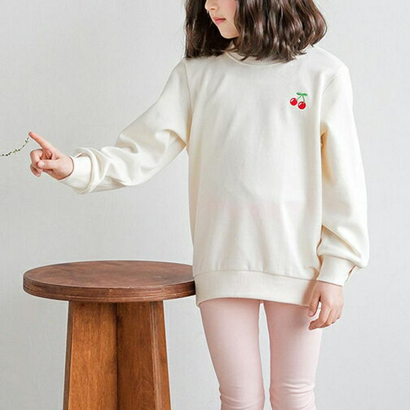 チェリースウェット・p000133 キッズ【3~8才】【tops】【トップス スウェット 長袖 ラウンドネック 綿 コットン 子供服 キッズ ジュニア 子供 こども かわいい 女の子 春】【KIDS】