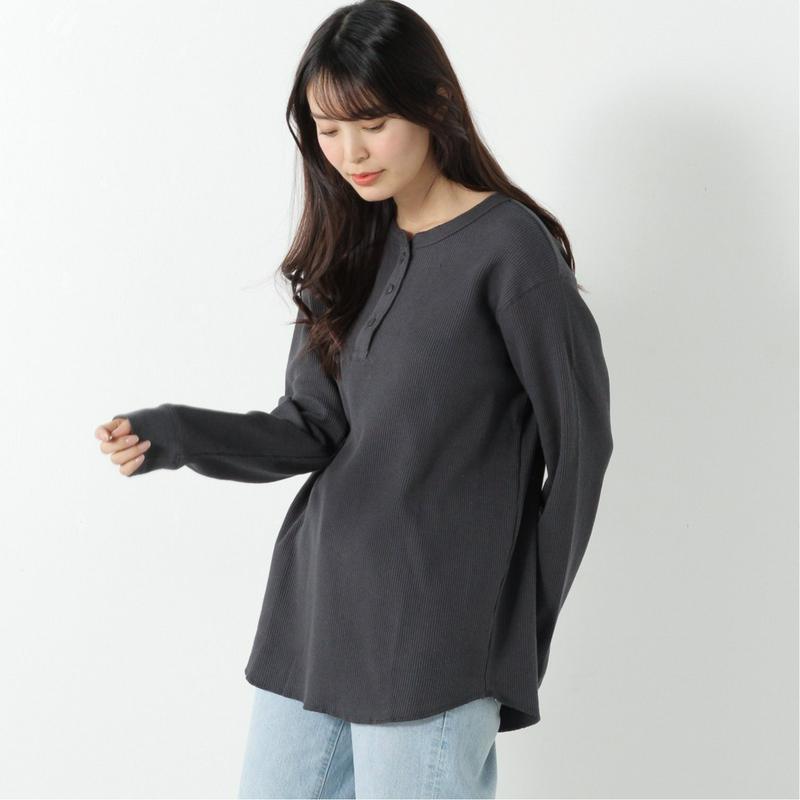 ワッフル素材のヘンリーネックＴシャツ【Ｍ～５Ｌ】