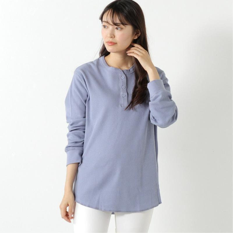 ワッフル素材のヘンリーネックＴシャツ【Ｍ～５Ｌ】