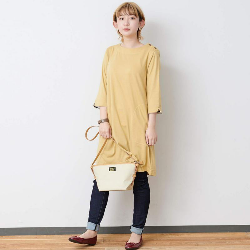 袖折り返して可愛い◎７分袖チュニックＴシャツ