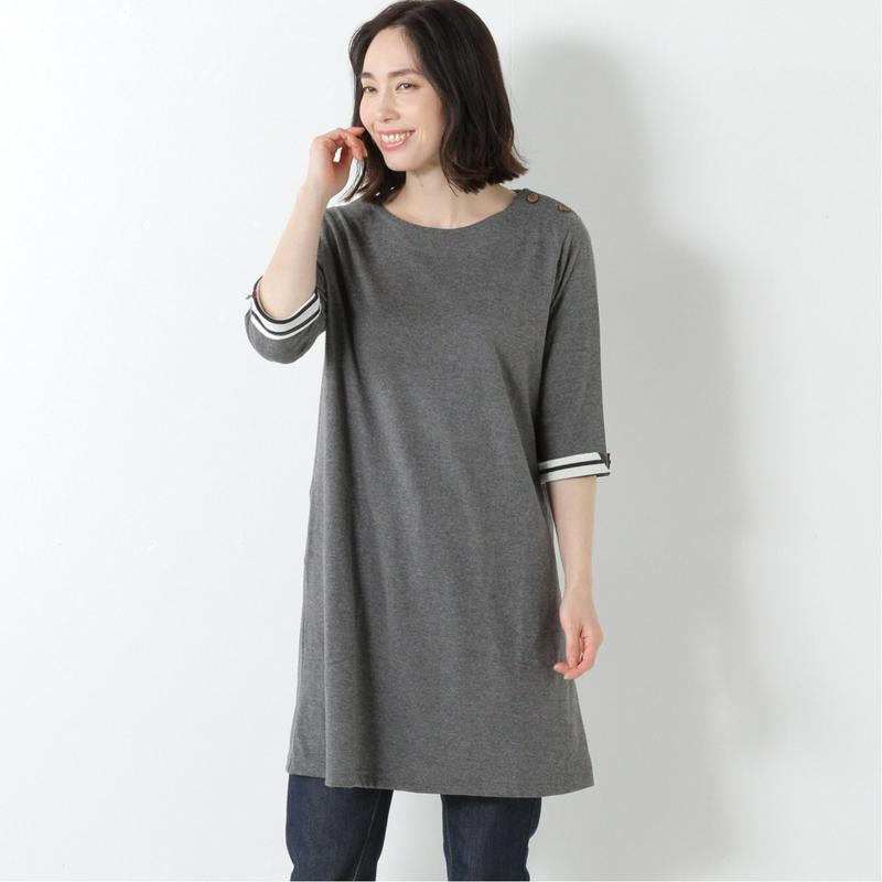 袖折り返して可愛い◎７分袖チュニックＴシャツ
