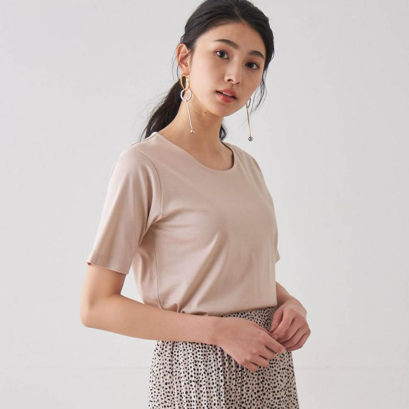 艶やかな綿１００％・５分袖女っぽＴシャツ