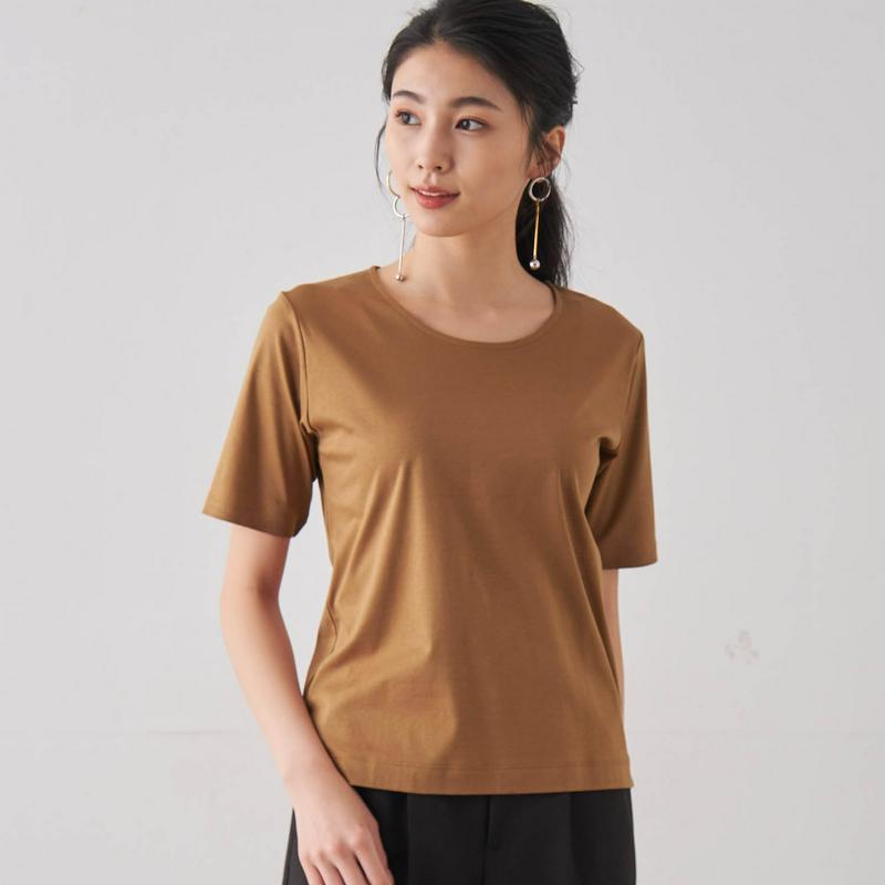 艶やかな綿１００％・５分袖女っぽＴシャツ