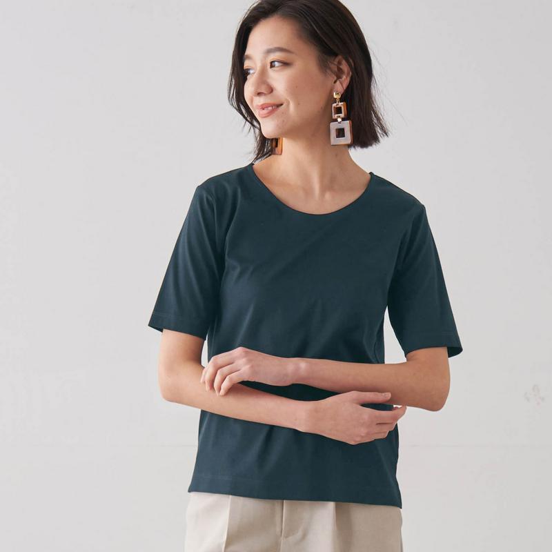 艶やかな綿１００％・５分袖女っぽＴシャツ