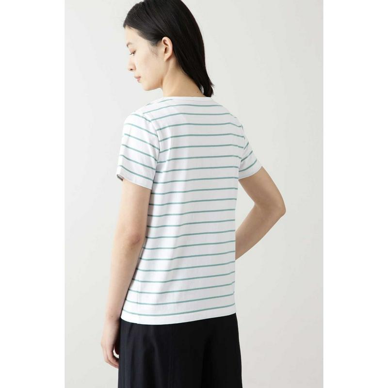 新きょう綿ボーダーＴシャツ（HUMAN WOMAN／ヒューマン ウーマン）