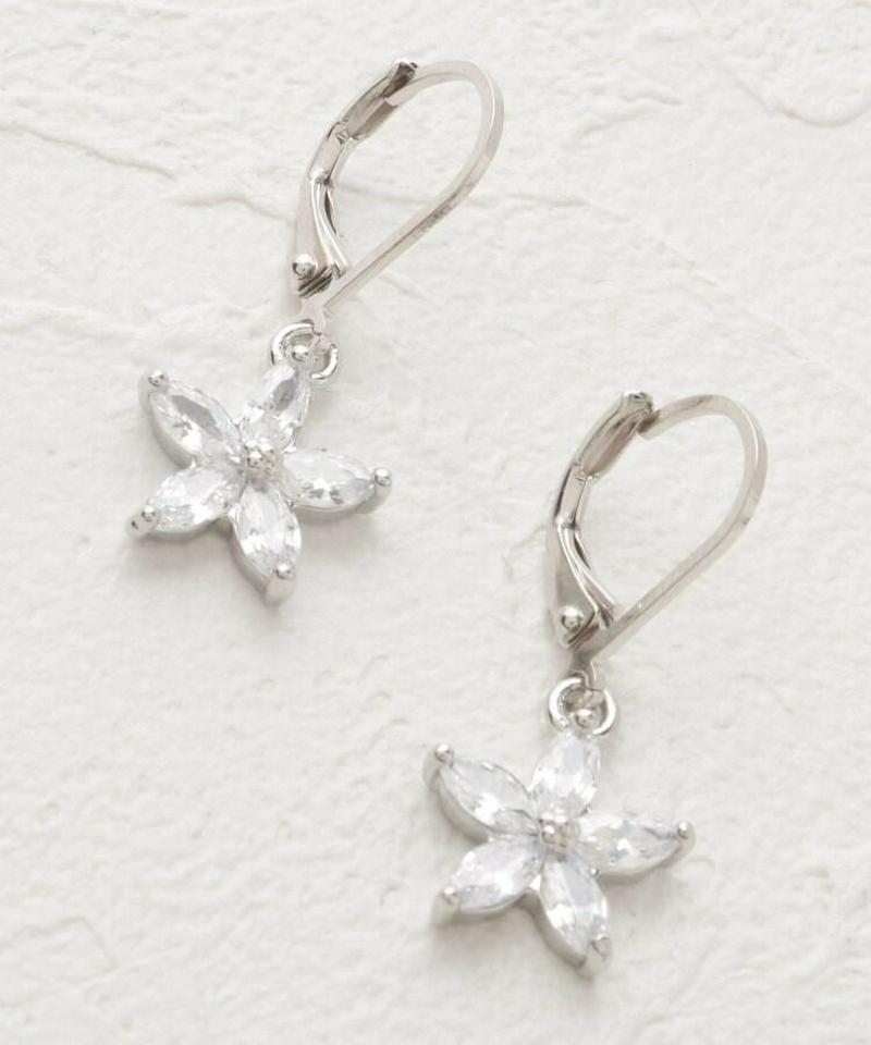 キュービックフラワーフレンチフックピアス