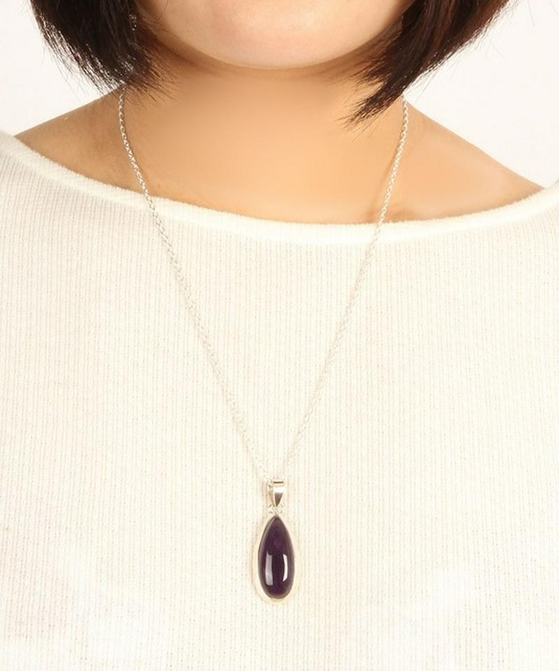 【フランス買付】アメジストシンプルしずくネックレス