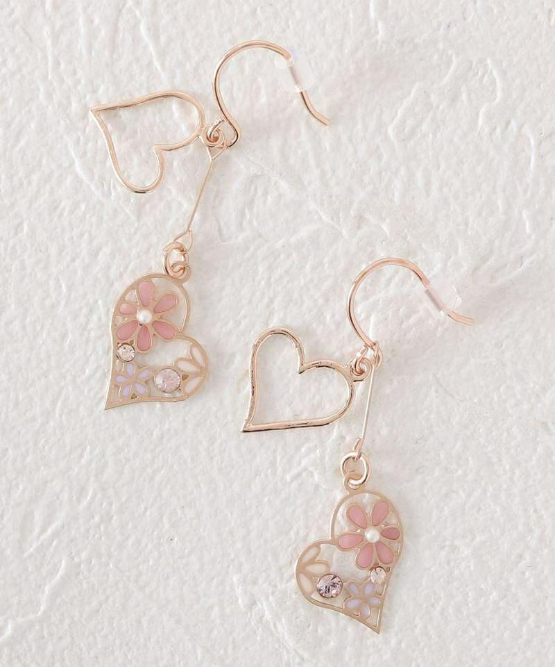 ダブルハート×花ピアス
