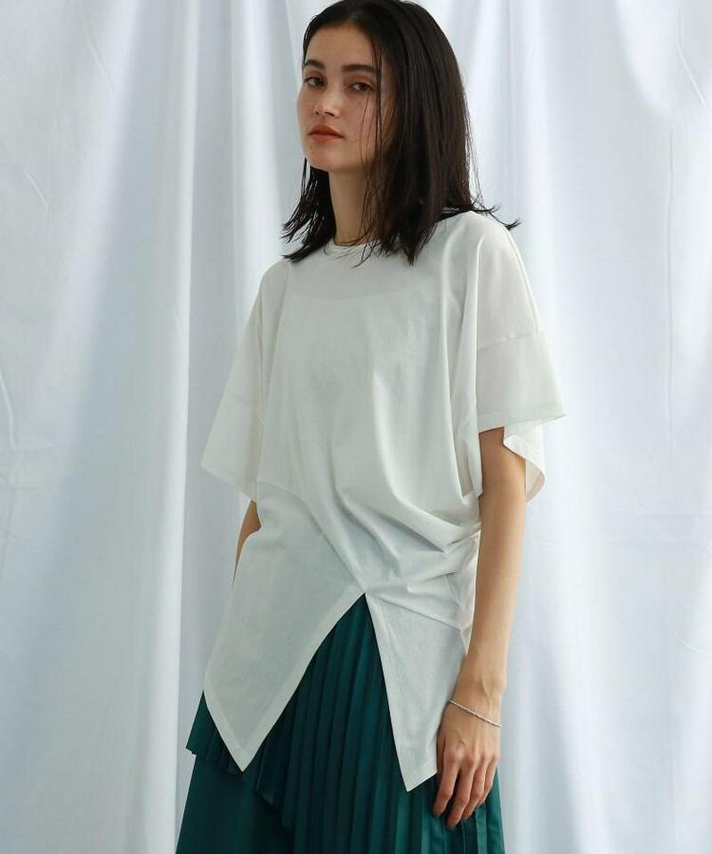 【ウォッシャブル】コットンサイドスリットデザインTシャツ