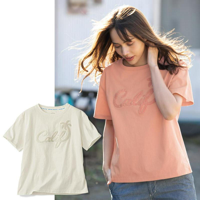 ゆったりシルエットと綿１００％で心地良い◎サガラ刺しゅう半袖Ｔシャツ