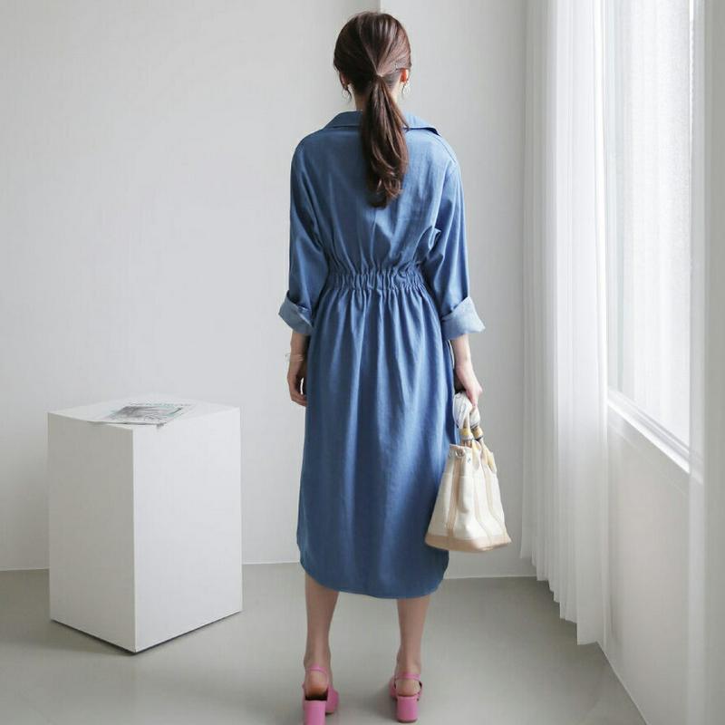 【只今10%OFF】デニムフレアワンピース・全2色・b61381 レディース【ops】【ワンピース ミディ丈 ミディワンピース 