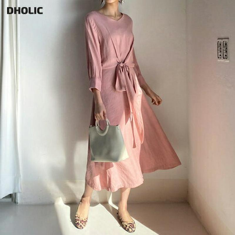 【只今10%OFF】ウエストタイワンピース・全3色・b55582 レディース 【ops】【ワンピース ロング丈 ロング カジュア