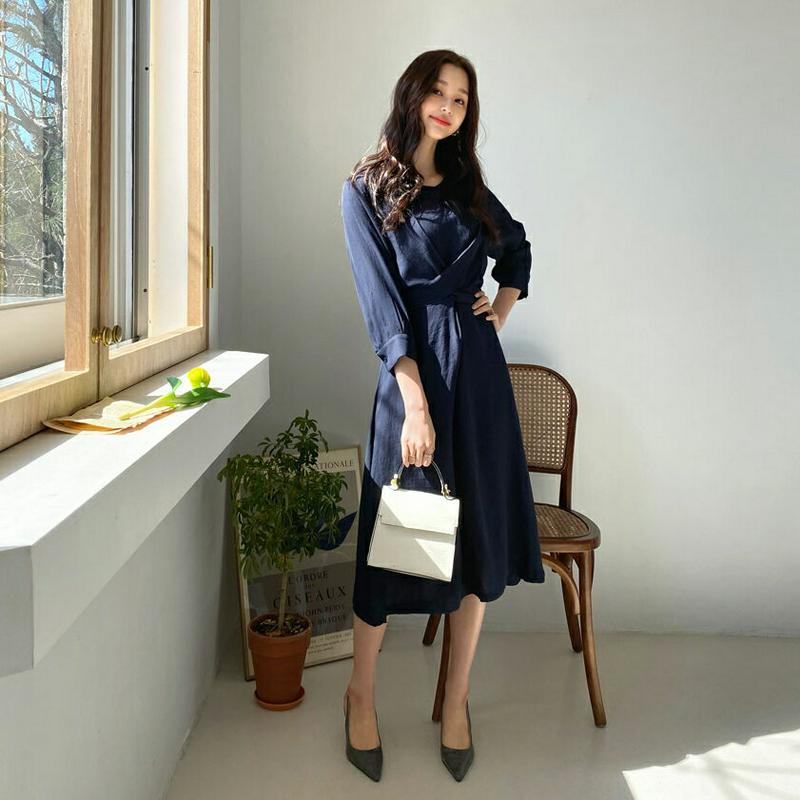 【只今10%OFF】ウエストタイワンピース・全3色・b55582 レディース 【ops】【ワンピース ロング丈 ロング カジュア