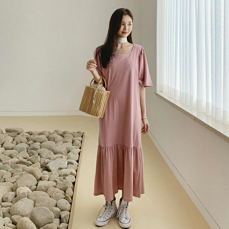 【只今10%OFF】スクエアギャザーワンピース・全3色・b55617 レディース 【ops】【ワンピース ロング ロングワンピー