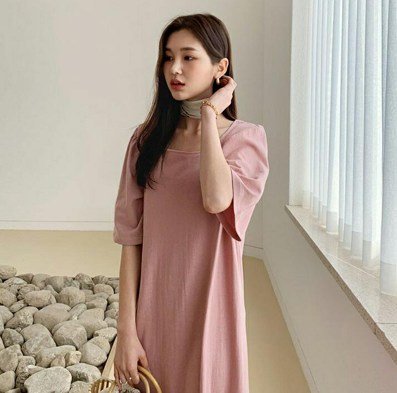 【只今10%OFF】スクエアギャザーワンピース・全3色・b55617 レディース 【ops】【ワンピース ロング ロングワンピー