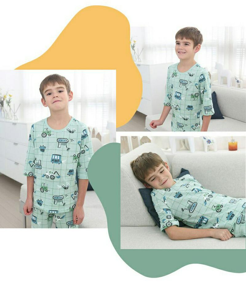 コットンジュニアパジャマSET(カーロード)・p000341 キッズ【9~17才】【uw】【パジャマ 部屋着 セット 上下 トッ