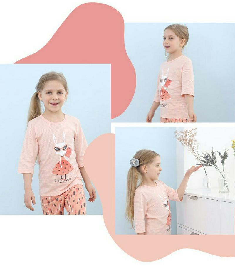 コットンジュニアパジャマSET(フォンラビット)・p000292 キッズ【9~17才】【uw】【パジャマ 部屋着 セット 上下 