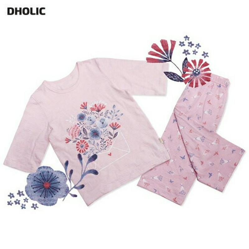 コットンジュニアパジャマSET(フローラルレター)・p000335 キッズ【9~17才】【uw】【パジャマ 部屋着 セット 上下
