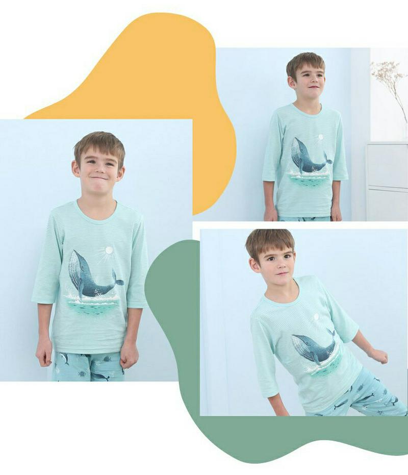 コットンジュニアパジャマSET(ビッグホエール)・p000297 キッズ【9~17才】【uw】【パジャマ 部屋着 セット 上下 
