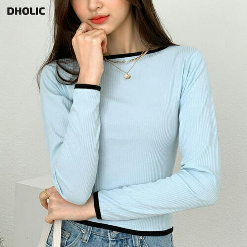 配色ボートネックリブTシャツ・全5色・t55606 レディース 【tops】【トップス Tシャツ カットソー リブTシャツ リブ